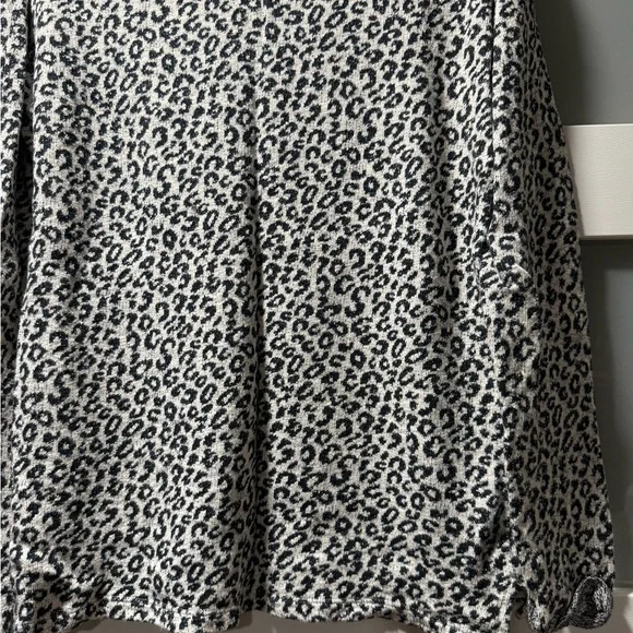 Christopher & Banks Black and White Leopard Print Sweatshirt - Picture 2 of 4